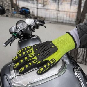 Impact Reducing Work <b>Gloves</b> With Anti-Slip PU Leather Palm And Elastic Wristband For Mechanic Use - Product Image 6