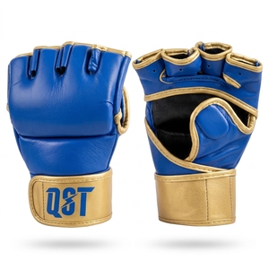 ถุงมือ QST สีน้ำเงินและสีทอง PU MMA แบบครึ่งนิ้ว ระบายอากาศได้ดี น้ำหนักเบา สำหรับทุกเพศ พร้อมสายรัดข้อมือแบบตีนตุ๊กแก - Product Image 1