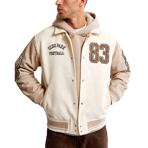 Chaqueta Varsity de Satén con Bordado Personalizado para Hombre, Chaqueta de Lana y Satén a la Moda con Botones - Product Image 4