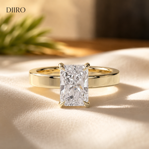 Radiant Cut Moissanite Engagement <b>Ring</b> 18K <b>Gold</b> Plated Classic Women's Geometric Wedding Solitaire Band <b>RIng</b> - Product Image 1