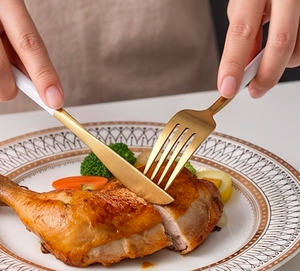 Modern Flatware Set With White Handles And Gold <b>Mirror</b> Finish Dishwasher Safe For Wedding Cutlery And Home Use - Product Image 5