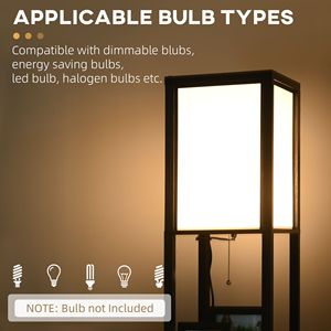 Lampada da Terra Moderna con Doppia Luce Ambientale e Mensola Nera 26x26x156 cm per Soggiorno e Camera da Letto - Product Image 6