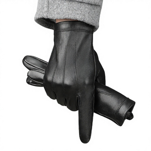 Guantes de piel de oveja auténtica para hombre, de invierno, con dedos completos, suaves, cálidos, transpirables, cómodos, duraderos, diseño clásico, para uso diario, térmicos - Product Image 6