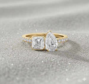 Bague en or Stonewels Toi Et Moi Pav avec diamant de laboratoire serti à griffes et certificat - Product Image 6