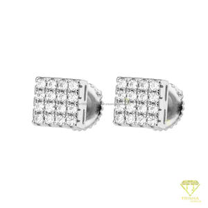 Clous d'oreilles carrés en moissanite plaqué or brillant, sertis de diamants, en argent sterling 925, bijoux de luxe glacés - Product Image 6