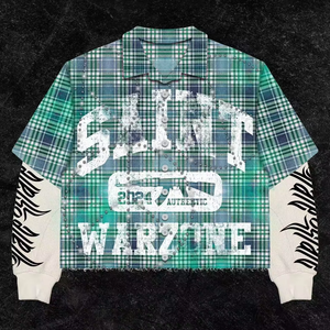 Chemise en flanelle délavée au soleil personnalisée, impression DTG, à carreaux, manches courtes, 100% coton, boutonnée, pour hommes - Product Image 1