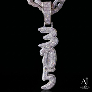 Collier avec pendentif lettre en moissanite couleur argent, plaqué or rose/or, plaqué rhodium, bijoux pour homme, cadeau - Product Image 6
