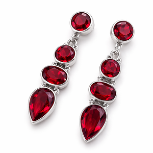 High Quality 925 Sterling <b>Silver</b> Rhodium Plated Bohemian Style Multi Shape Garnet <b>Long</b> Danglers Women's <b>Earrings</b> Party Wear Gift - Product Image 4