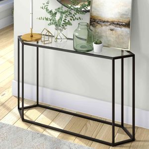 Ornamental Metal <b>Console</b> <b>Table</b> With Glass Top Elegant Accent Furniture For Luxury Interior Decoration - Product Image 1