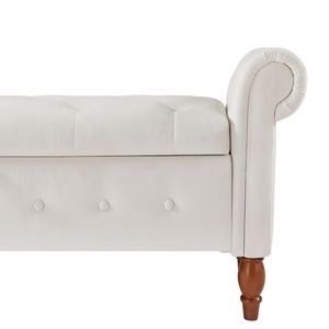 Sgabello Rettangolare in Velluto Beige Multifunzionale per Soggiorno con Vano Contenitore - Product Image 6