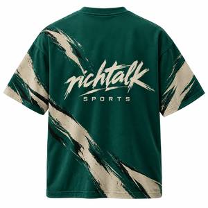 Camiseta de Manga Corta Oversize para Hombre, Estilo Urbano, Cuello Redondo, Algodón Jersey, Transpirable, Ligera, 320g, con Pedrería, Casual - Product Image 2
