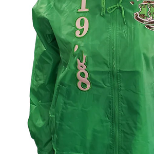 Sorority Kapa Hooded Canvas Rain Jacket <b>Green</b> Greek Outerwear Embroidered Logos | Custom Lining | Waterproof | Spring/Autumn - Product Image 6