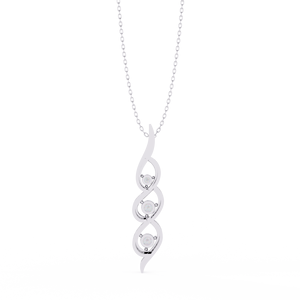 Pendentif en platine PT950 en spirale avec trois diamants ronds brillants cultivés en laboratoire, collier au design moderne en forme d'infini torsadé - Product Image 2