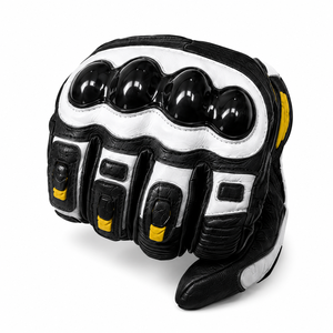 Gants de moto personnalisés blancs, noirs et jaunes avec protection rigide des articulations, antidérapants, équipement de conduite, protection des poignets pour usages multiples - Product Image 5