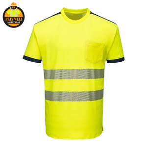 T-shirt de sécurité réfléchissant haute visibilité personnalisé à manches courtes pour hommes, t-shirts de travail haute visibilité pour la construction - Product Image 4