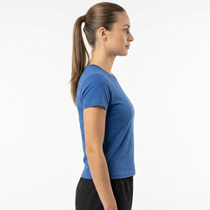 T-shirt côtelé en mélange de coton à col rond et manches longues pour femme, coupe ajustée, extensible, décontracté, basique, idéal pour l'automne - Product Image 5