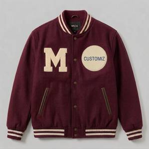 Wholesale Mens Varsity <b>Jacket</b> Vintage Wash Cotton Fleece Custom <b>Patches</b> for Streetwear Brands Private Label - Product Image 5