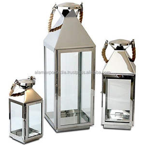 Latest Design Gold Color Metal & Glass Hanging <b>Lantern</b> Set of 2 Different Sizes Metal Candle <b>Lantern</b> Clear Glass at Lowest Price - Product Image 5