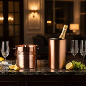 Refroidisseur de boissons de luxe, seau à glace en métal, accessoire de table élégant - Product Image 4
