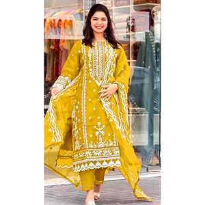 Traje de fiesta de diseñador indio y pakistaní con pantalón y Dupatta elegante para ocasiones especiales - Product Image 2