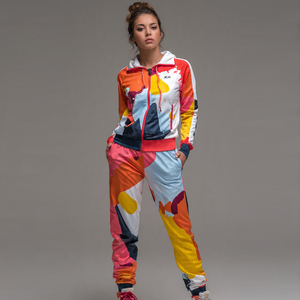 Sublimation 100% <b>Polyester</b> <b>Tracksuit</b> Women Zipper Sublimation Hoodie Sweatpants Women's Sublimation <b>Polyester</b> <b>Tracksuits</b> Women's - Product Image 1
