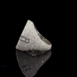 Anillo de Plata de Ley 925 con Moissanita y Diamantes, Corte Baguette, Estilo Hip Hop, Engaste Hecho a Mano, para Hombre, Uso Diario - Product Image 4