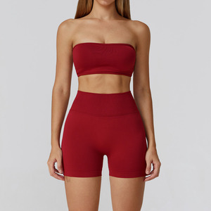 Conjunto de Yoga Transpirable de Cintura Media para Mujer, Ropa Deportiva sin Costuras con Cintura Elástica, Espalda Hueca, Diseño Sólido, Conjunto de 2 Piezas - Product Image 4