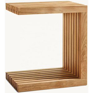 Table <span class=keywords><strong>en</strong></span> <span class=keywords><strong>teck</strong></span> <span class=keywords><strong>en</strong></span> forme de C, rangées de lattes parallèles, composant modulaire, construction de haute qualité, mobilier d'extérieur, lavable, utilisation <span class=keywords><strong>en</strong></span> cour, hôtel - Product Image 1