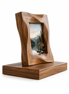 Marco de Fotos Moderno de Madera Natural, Diseño Rectangular con Rayas Diagonales, Exhibición Vertical de Sobremesa, Marco Personalizado para Cuadros - Product Image 2