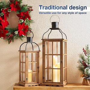 Rustic Wooden Decorative <b>Lantern</b> <b>Set</b> Farmhouse Candle Holder <b>Lanterns</b> for Home Wedding Event Decor - Product Image 4