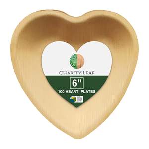 Piatto a Forma di Cuore in Foglia di Palma Naturale Usa e Getta da 6 Pollici - Product Image 3