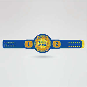 Golden Metal <b>Wrestling</b> Championship <b>Belt</b> with Blue Accents and Custom Text Design Golden metal <b>wrestling</b> <b>belt</b> Blue accent - Product Image 2