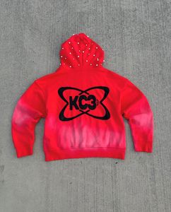 Ensemble sweat à capuche long 2 pièces rouge pour femme, coupe ample, manches longues, 100 % coton molletonné, streetwear toutes saisons, imprimé lettres - Product Image 5