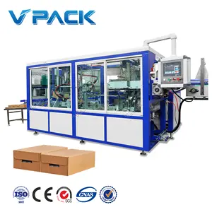 Full set automatic beverage plastic bottle Carton box glue wrapping machine/One-piece corrugated box case erector bottle packer