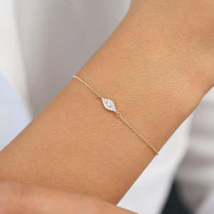 Dainty Gold Plated 925 Sterling <b>Silver</b> Turkey Eye Shape <b>Bracelets</b> Moissanite Stone Work Wholesale Price <b>Bracelets</b> For Wedding - Product Image 2