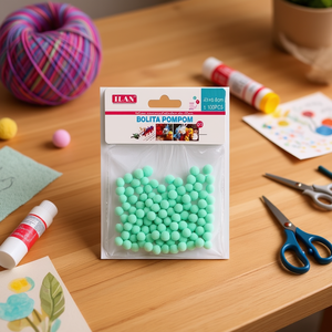 Palline Pom Pom Ilan 0,8 cm Azzurro Chiaro Materiali per Artigianato 100 Pezzi - Product Image 2