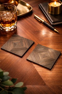 High Quality Classic Style Eco-Friendly Customizable Walnut <b>Coasters</b> <b>Set</b> Home Insulated Coffee Tea Mats Pads Natural Color - Product Image 6