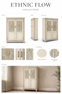 Armario de Madera Estilo Étnico Hecho a Mano, Armario Vintage para el Hogar o Hotel, Disponible para Suministro al por Mayor - Product Image 4