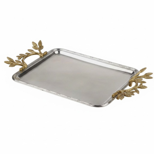 Plateau de service en métal de qualité supérieure avec poignée dorée, revêtement noir, pour la maison et la restauration, plateaux de service alimentaire - Product Image 5