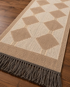 Tapis de couloir en laine et jute à motif diamant naturel, style bohème kilim, fait main, pour entrée, couloir, escalier, style ferme - Product Image 2