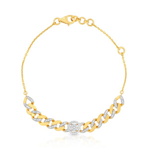 Bracelet Royal Link en diamants avec chaîne en or jaune et design central scintillant circulaire - Product Image 1