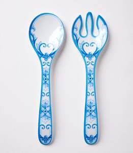 Ensemble cuillère-fourchette en résine écologique, nouveau design, bleu électrique, bleu français, ustensiles de salade pour la maison, service de table - Product Image 1