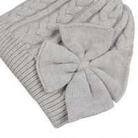 Bonnet en tricot mignon avec nœud pour adultes, unisexe, chaud pour l'hiver, couleur unie, fait main, en coton, 54-56CM, broderie 3D