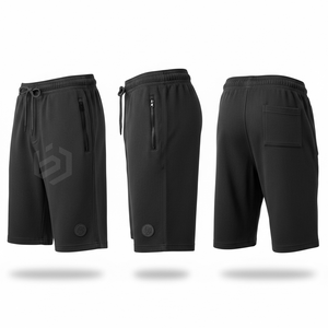 Men's <b>White</b> Mid Waist Drawstring Bermuda <b>Shorts</b> Solid Color Casual Wear with Zipper Pockets Breathable Knitted Fabric - Product Image 3