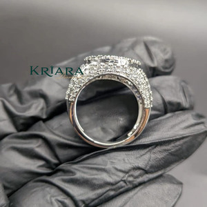 Bague de cocktail pour homme en argent 925 plaqué or avec moissanite taille brillant rond, sertie pavé, style couronne, bague de mariage de luxe - Product Image 5