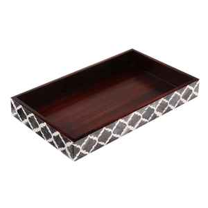 Plateau de service rectangulaire tendance en résine à motifs floraux et incrustations de os, pour événements, fêtes, Aïd, maison et café - Product Image 5