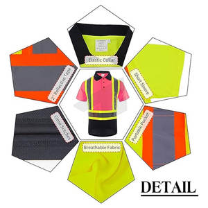 Chemises polo de sécurité haute visibilité 100% polyester, respirantes, séchage rapide, vêtements réfléchissants - Product Image 3
