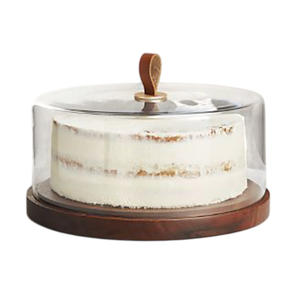 Base Redonda de Madera para Pastel con Cúpula de Cristal, Hecha a Mano, para Exhibición de Postres en el Hogar, Eventos de Panadería, en Oferta - Product Image 3