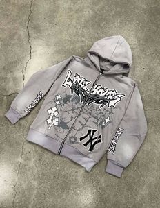 Sudadera con capucha de invierno estilo streetwear 100% algodón polar con lavado ácido, diseño de letras personalizadas con pedrería para hombre - Product Image 5