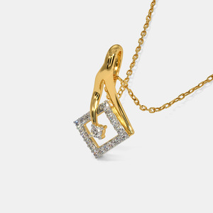 Collier pendentif géométrique floral en or jaune avec diamant de laboratoire - Product Image 5